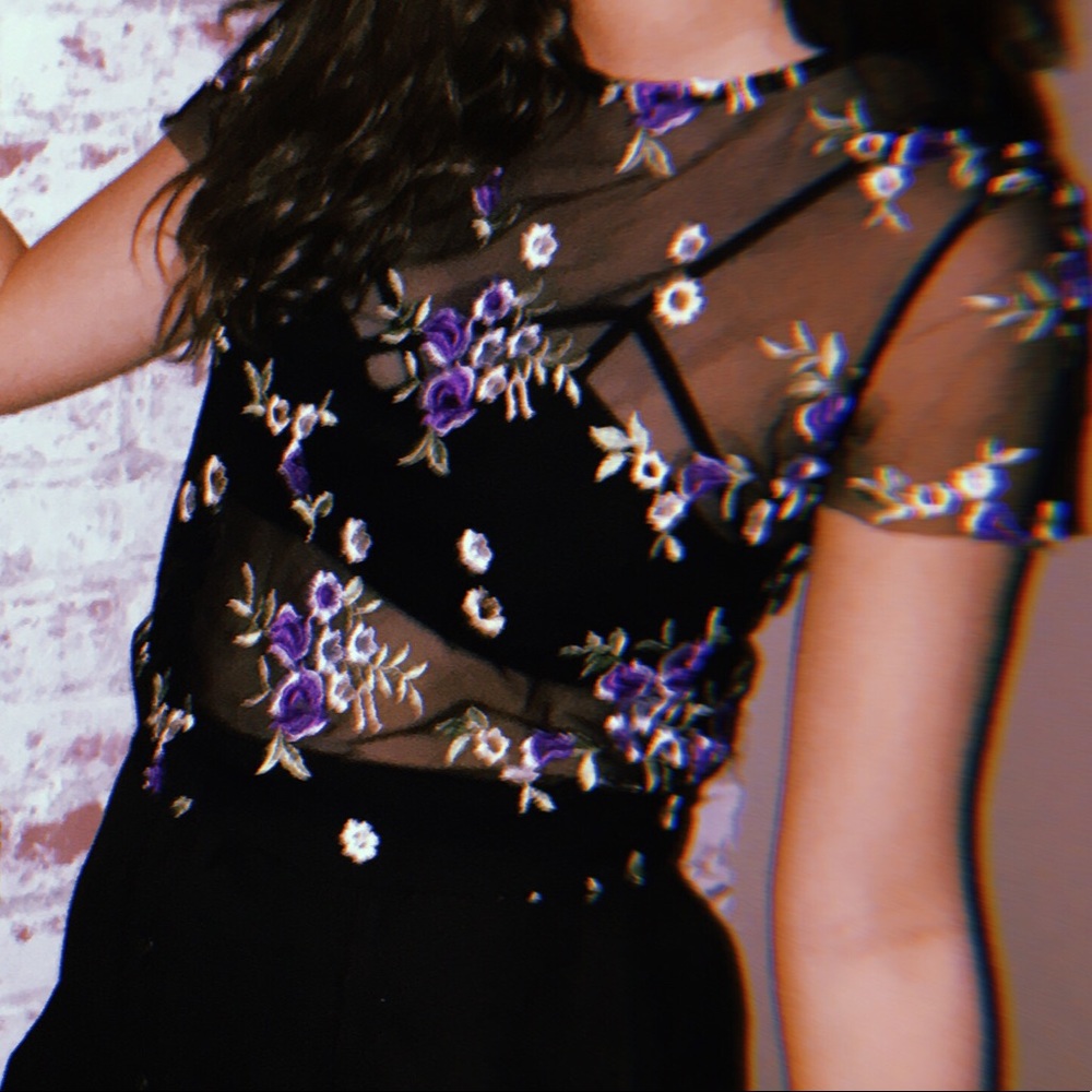 Urban Outfitters Mesh Flower Crop Top